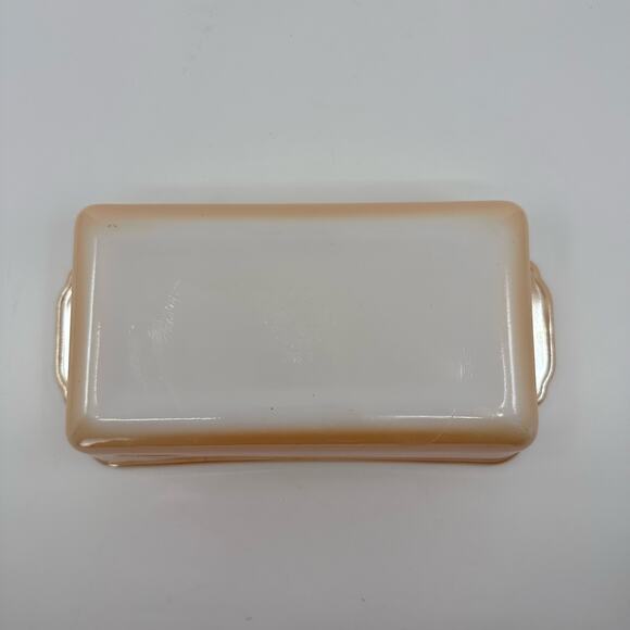 Vintage Fire King 3 Pcs-Bread Loaf Pan/Cake Pan/Split Platter Dish Peach White - Picture 6 of 16